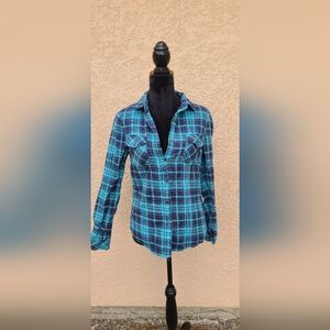 Blue Plaid Women's Top